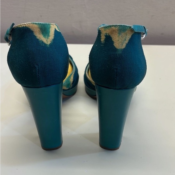 Moschino Blue and Yellow Heels with Chunky Straps - Picture 6 of 7